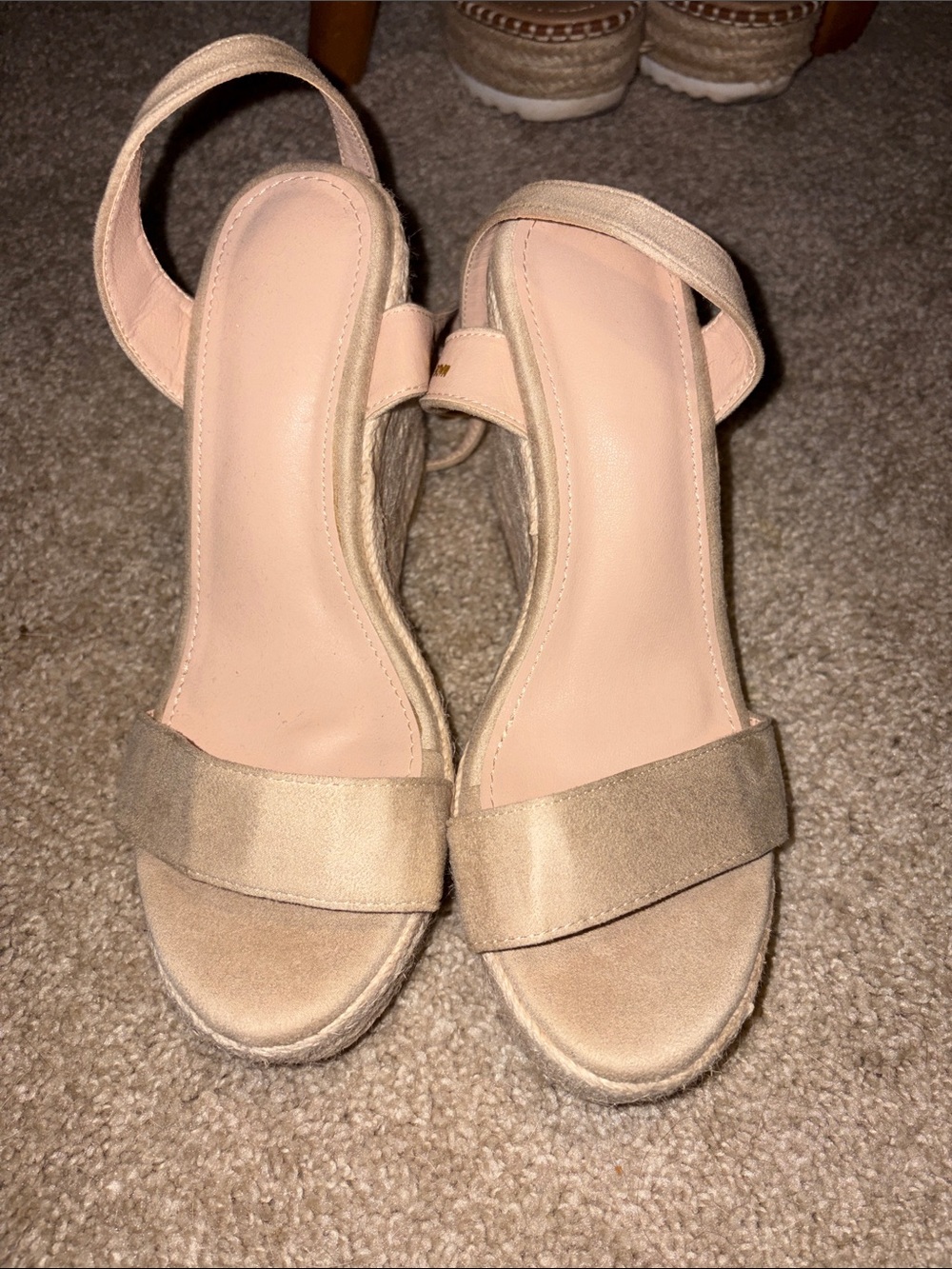 Neutral Tan Platform Espadrille Sandals - Women